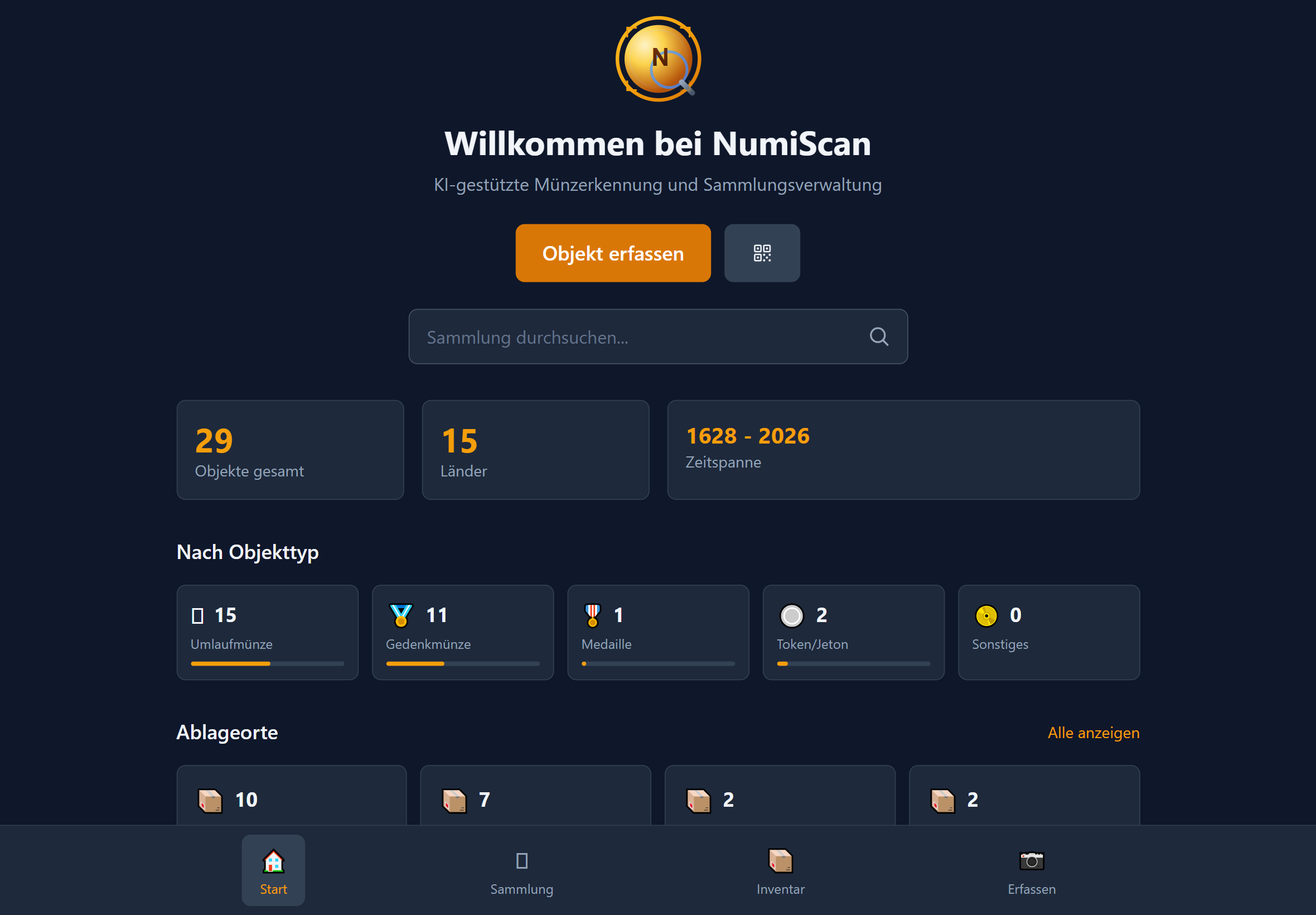 NumiScan Desktop App - Münzsammlung am Computer verwalten mit Übersicht und Detailansicht